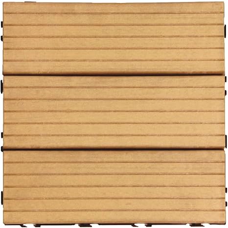 Amazon タンスのゲン ウッドパネル 樹脂 27枚セット 2 4平米用 ジョイント式 ベランダタイル ジョイントパネル 30 30cm 正方形 ストライプ ナチュラル 06 ガーデン用ジョイントマット タイル