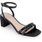 Jewel Badgley Mischka Honor Block Heels with Gemstone-Studded Straps