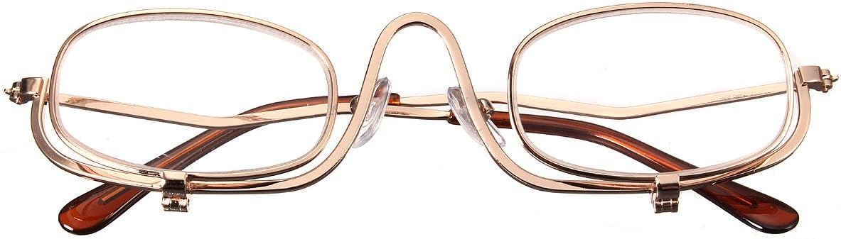 TENGGO Magnifying Makeup Reading Glasses Eye Spectacles Flip Down Lens Folding Cosmetic Readers-3