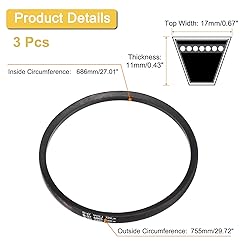 uxcell 3 Pack B27 Classic V-Belt, 30" Outside