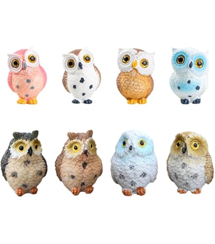 小物 owl mils Amazon.com: MAOMIA Miniature Owl Decorative Figurines 8 Pcs Mini