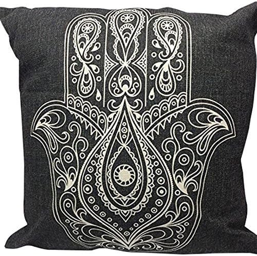 Foto Pillow Hamsa Lucky Hand Pillow Case Cover, Printed the Same Design on Both Sides (Front and Back), Cotton Linen