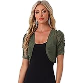 Allegra K Casual Short Sleeve Mesh Sheer Shrug for Women's Open Front Cropped Cardigan Bolero