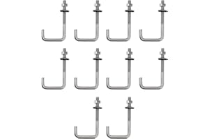 FLOMORE (10 Pieces) M6x50x120mm Roof Anchor Bolt 304 Stainless Steel J Hook Wall Hook Long Shank Hooks With Hex Nut Concrete Anchors Screws
