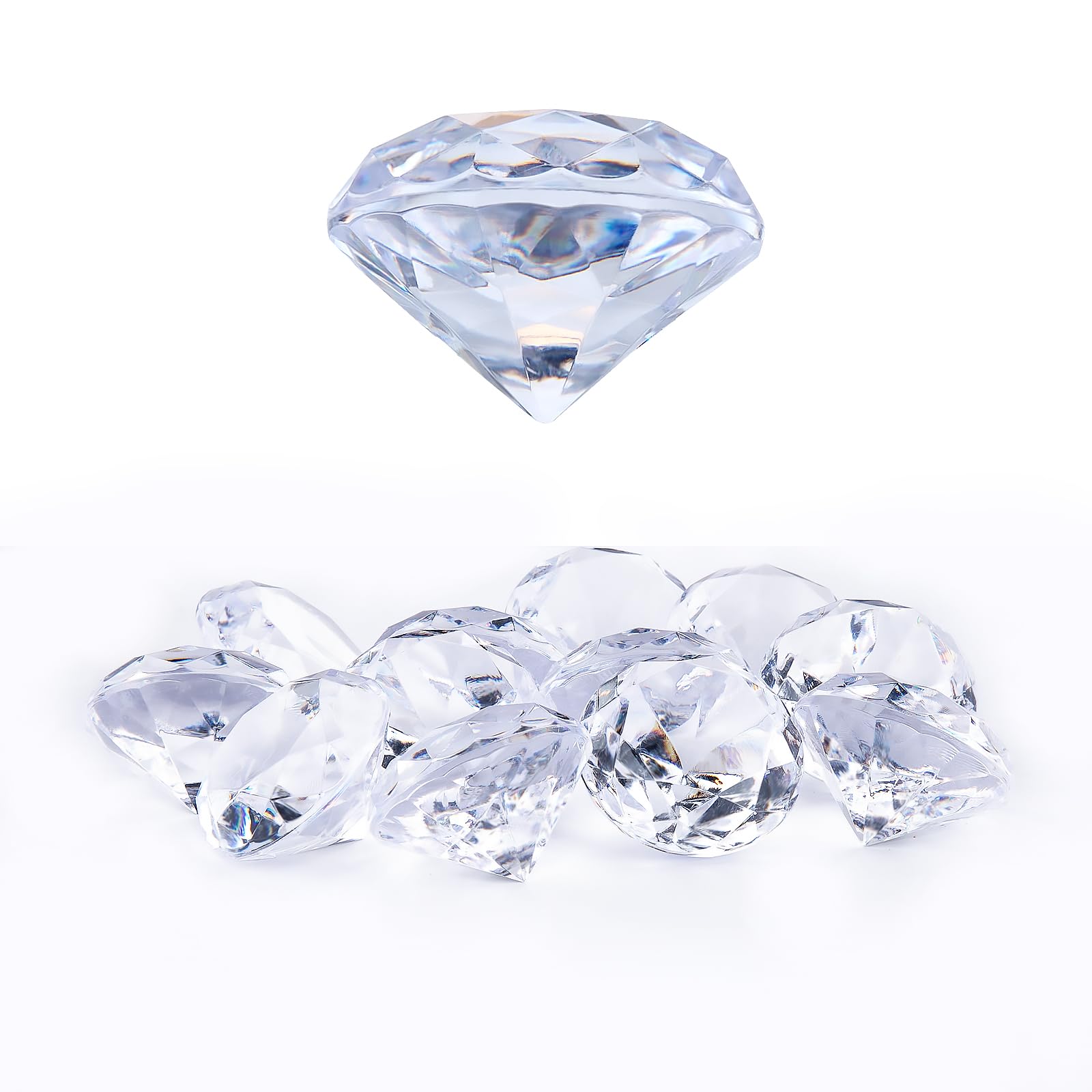 Photo 1 of Niceup 26PCS Fake Diamonds Gem Toys, 1.5in Clear Pool Diving Gems Acrylic Plastic Gemstones for Kids, Party Décor Jewels Treasure Hunt Hiding Sensory Bin Filler Toys Craft Supplies