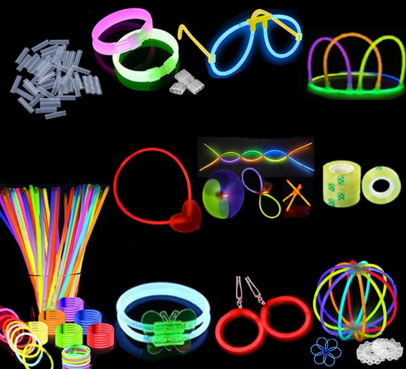 Pangogogo 214 Pcs Glow Sticks Party Packs - 100 Glow Stick Bracelets with 114 Connectors - Rave Accessories for Halloween, Birthdays, Weddings & More