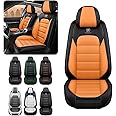 Iceleather Car Seat Covers for Land Rover Range Rover Sport 2006-2023,Waterproof Soft Breathable PU Leather Seat Cover with Storage Pockets(Black&Orange,Full Set)