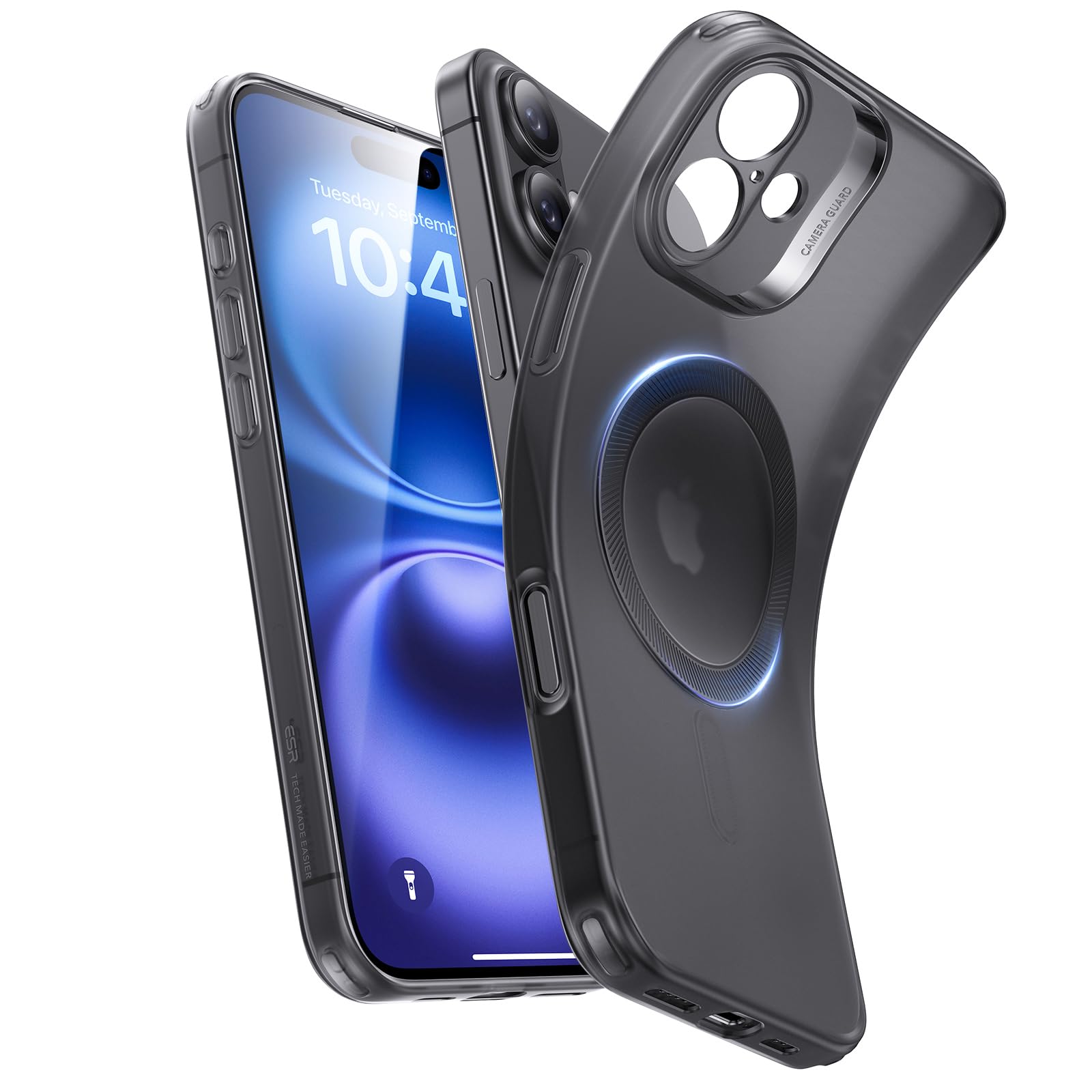 ESR for iPhone 16 Case, Compatible with MagSafe, Camera Protection, Shockproof Thin Cover, Resists Yellowing and Scratches, Magnetic Phone Case for iPhone 16, Zero Series, Frosted Black