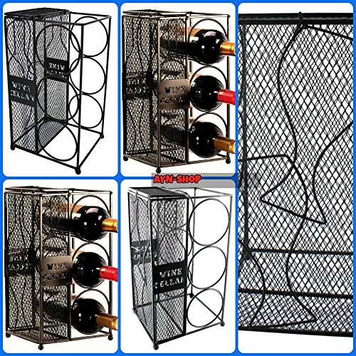 Wine Cork Collection Cage 3 Bottle Rack Black Metal Countertop Display