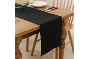 NATUS WEAVER Dinning Table Runner 12 x 60 Inches Farmhouse Kitchen Coffee Burlap Table Runner for Holiday Party, Black