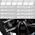 Pincuttee 14pcs Car Decal Stickers,Wheel Rim Decal Sticker,Sport Logo Reflective Stickers,Sport Emblem Car Rear Bumper Sticker,Rear Mirror Decals for All Vehicles(White,14PCS)