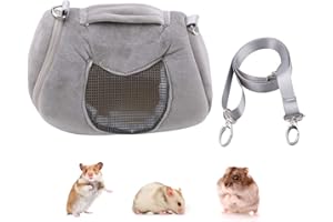 WONTEE Hamster Carrier Bag Portable Outdoor Travel Handbag with Adjustable Single Shoulder Strap for Hamster Small Pets (Grey)