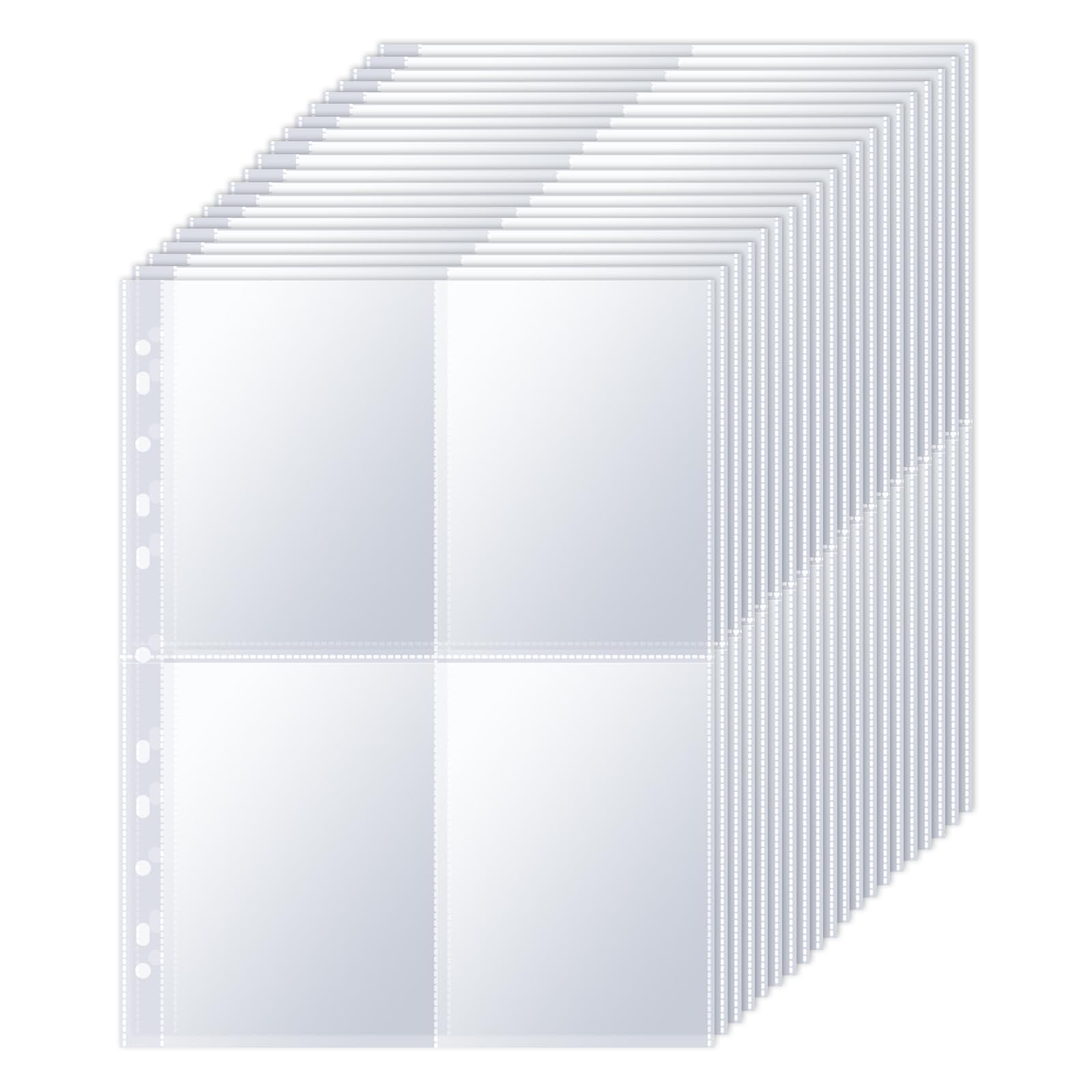ZYFC A4 Punched Pocket, 30 Pack 240 Photo Sleeves for 2/3/4 Ring Binder, Transparent Double-Sided Sheet Protectors Top-Loading Album Refill Pages