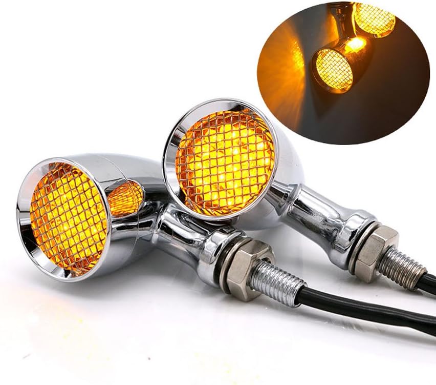 Motorcycle Black Bullet Front Rear Turn Signal Fog Light Indicators Stop Light For Harley Motorcycle Cruiser Chopper Bobber (Chrome-Amber Light)