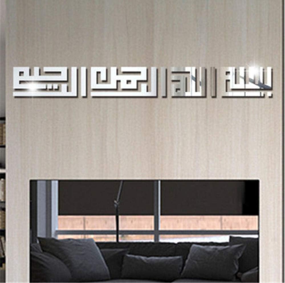 Wangjru 3D Muslim Acrylic Mirror Wall Stickers Art Wall Decor Stickers Home Decor Living Room Mirrored Decorative Sticker