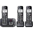 Panasonic DECT 6.0 Expandable Cordless Phone System with Answering Machine and Call Blocking - 3 Handsets - KX-TGE633M (Metallic Black)