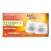 Delfanti-Milano • VITAMIN C & SHEA BUTTER• DUO pack • Day + Night Creams • Face, Neck Décolleté Moisturizing and Nourishing Cream for renewed complexion • Made in Italy