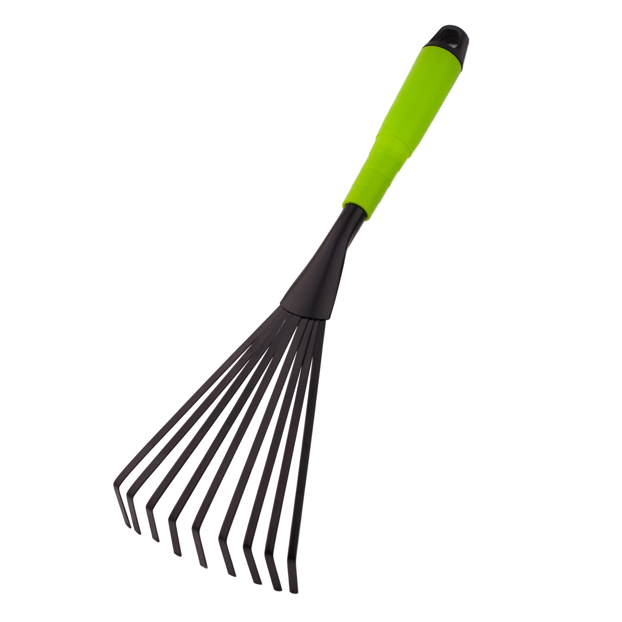 Mivos Hand Fan Broom Made of Steel with 9 Elastic Tines - Hand Rake for Leaves Weeds Grass Cutting - Leaf Rake for Garden - Small Fan Broom for Cleaning - Working Width 12 cm