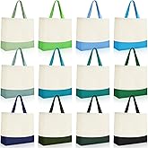 Epakh 12 Pack Canvas Tote Bags Bulk 18.5 x 15 Inch Reusable Grocery Shopping Bags Tote Luggage for Shopping