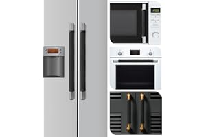 Nuovoware Refrigerator Door Handle Covers Set of 5, Keep Stove Oven Microwave Dishwasher Fridge Clean,Protect Antiskid Washable Decor Cloth,Keep Off Smudges Fingerprint Oil Stain, Black