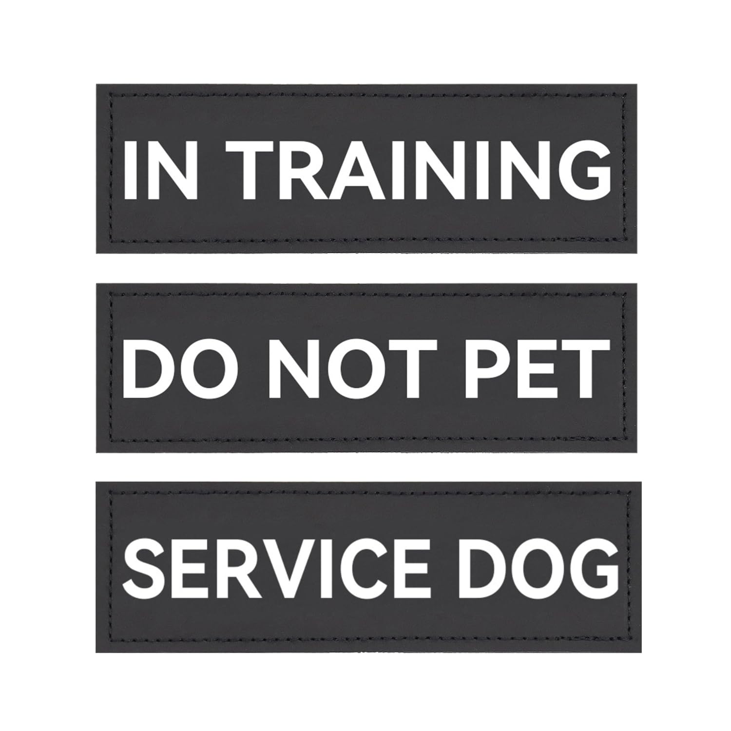 XNHIU 3pcs Service Dog Harness Patch Leather Reflective Removable Tags Black Magic Sticker Patch for Service Dog (13 * 3.8cm)