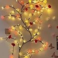 Rose LED Tree Branch Lights for Wall, Rose Flower Willow Vine Twig Decor Garland with 144 LED Lights and Remote,8 Lighting Modes,Christmas Decorations Indoor for Home Wall Door Window (90inch)