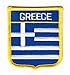 Greece Flag Embroidered Iron on/Sew on Shield Patch, Approximate Size 2.5 inch x 2.75 inch