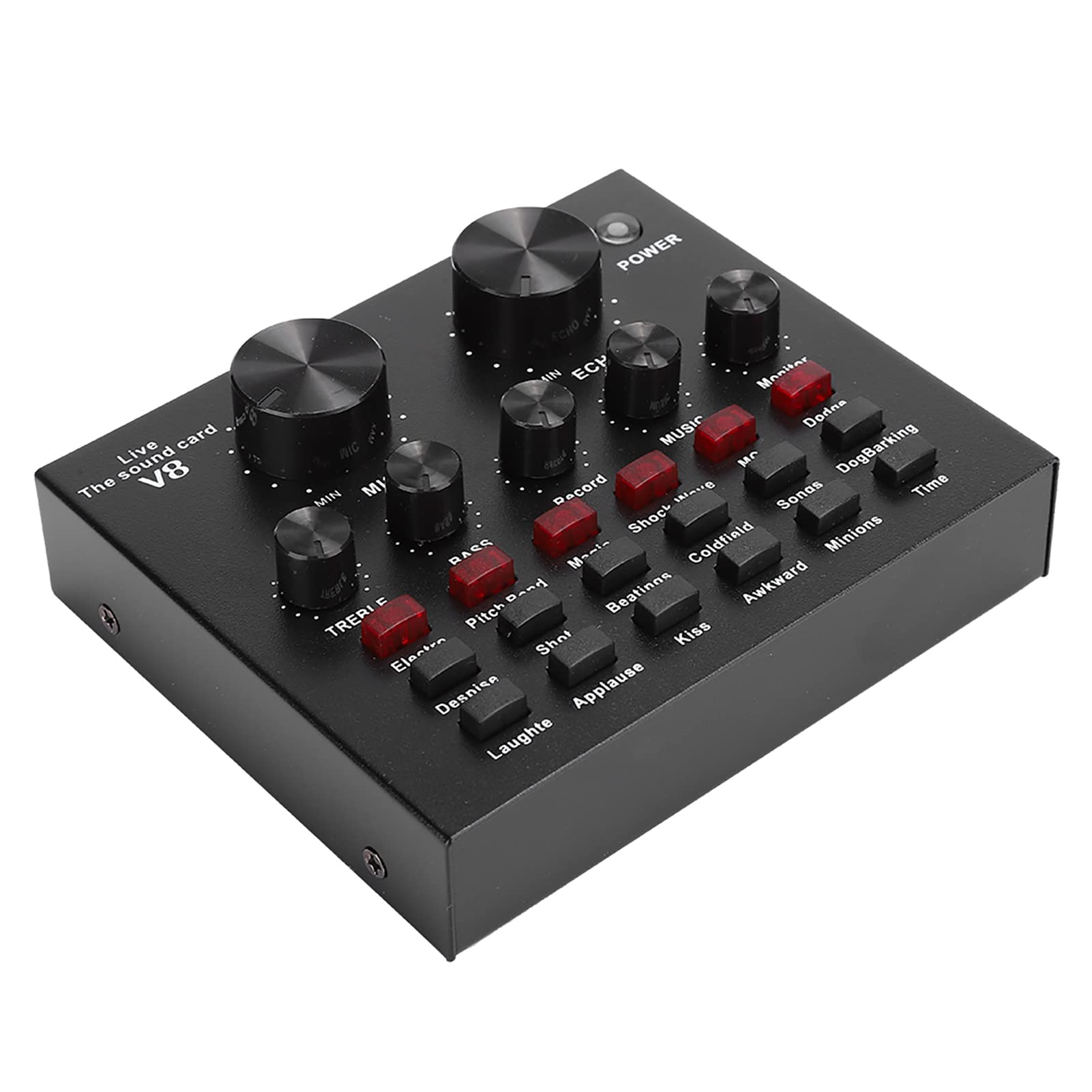 Portable Live Sound Card, 112 Kinds of Electric Sound Mini Sound Mixer Board for Live Broadcast, Audio Mixer for Recording/Cell Phone/Computer