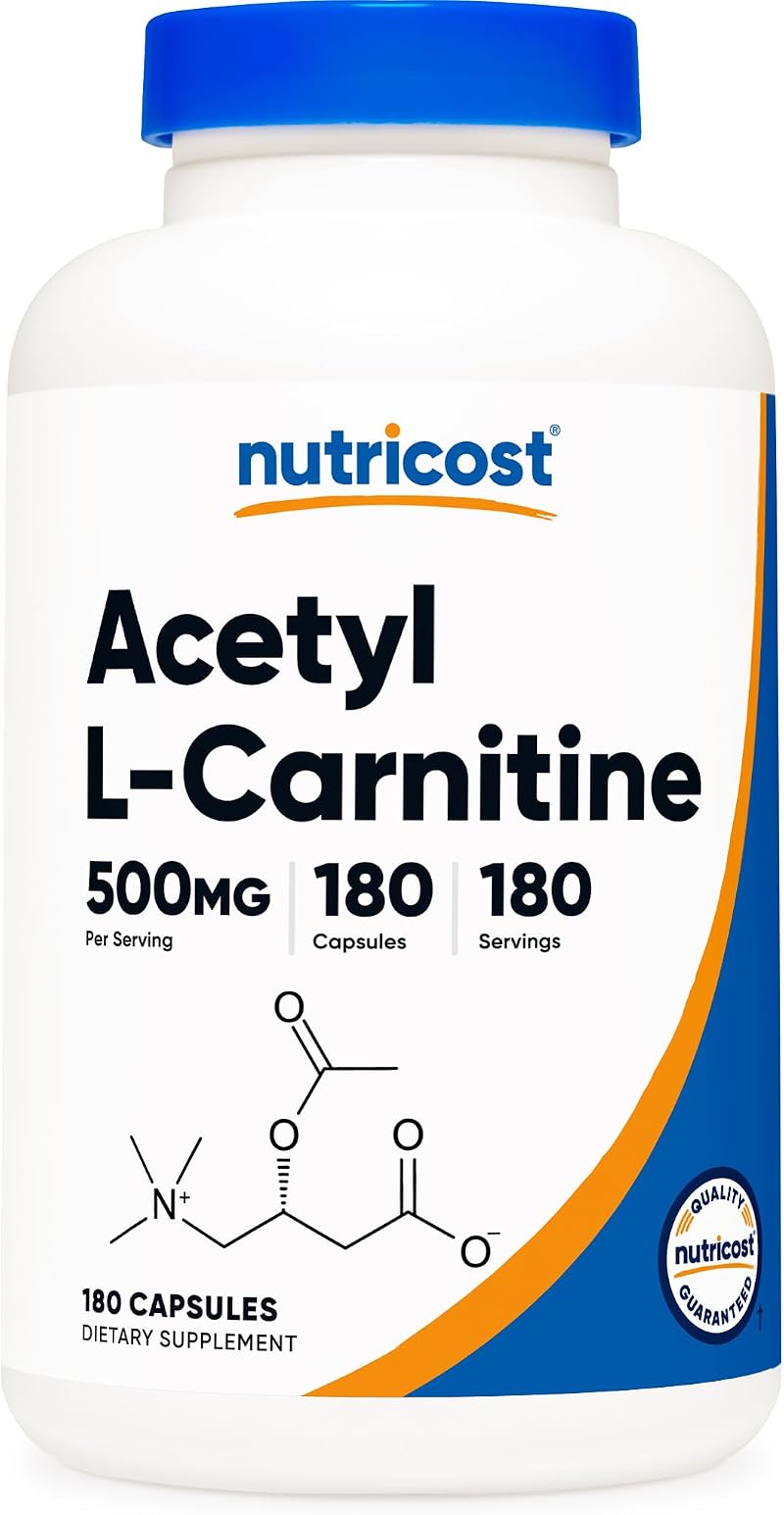 Nutricost Acetyl L-Carnitine 500mg 180 Capsules Non-GMO Gluten Free
