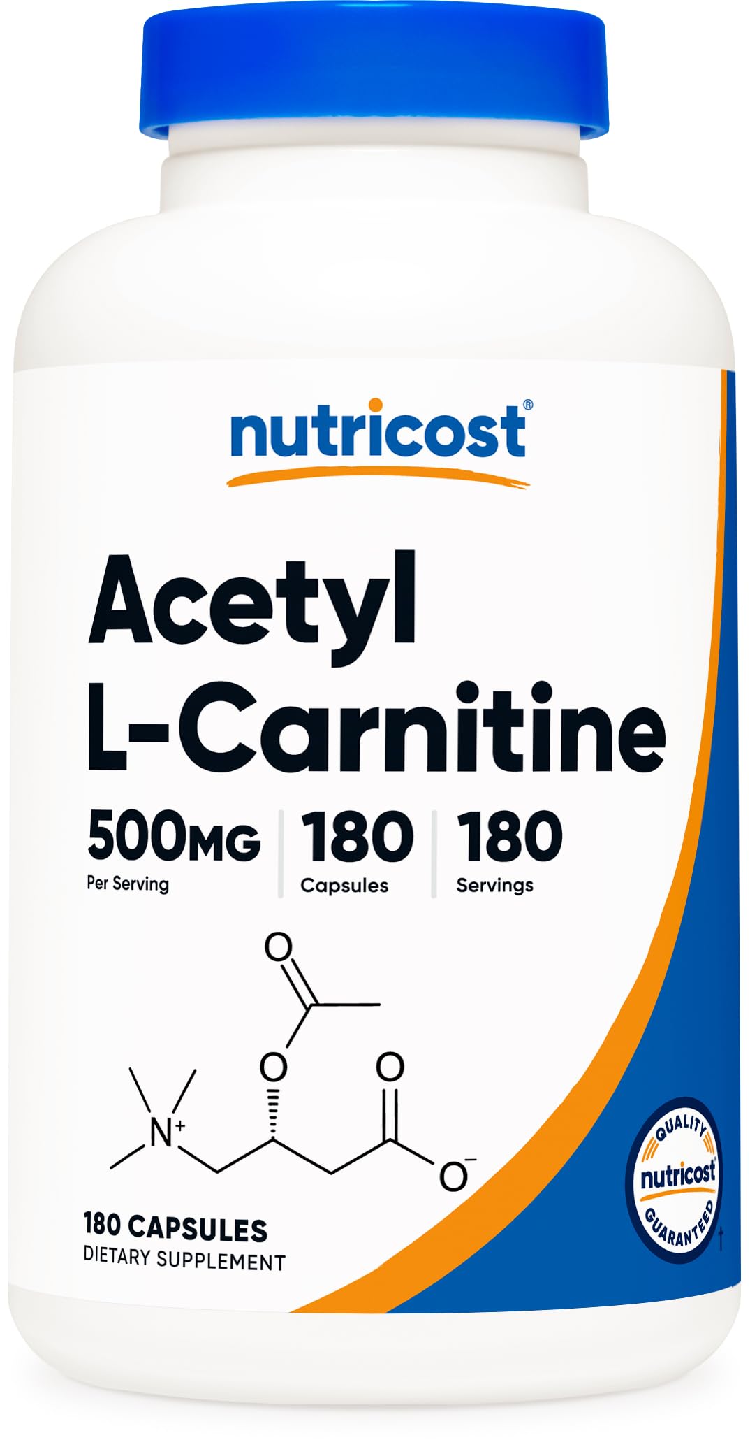 Nutricost Acetyl L-Carnitine 500mg, 180 Capsules - Non-GMO and Gluten Free