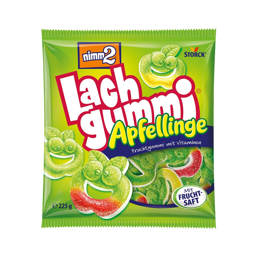 nimm2 Lachgummi Apfellinge, saures Fruchtgummi mit Vitaminen - 1 x 225 g