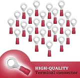 CEEYSEE 100Pcs M6 Red Insulated Ring Terminal Electrical Wire Crimp Connectors view 5