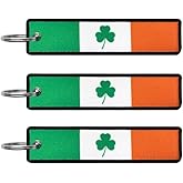 JAVD Ireland Shamrock Flag Keychain Tag with Key Ring - Keys, Cars, Motorcycles, Backpacks, Luggage and Gifts - EDC (3 Pack)