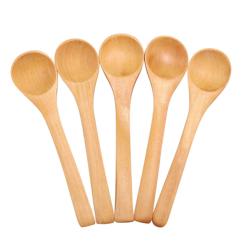 30Pcs Mini Natural Wooden Children Spoon Small Wood Kids Spoons Honey Coffee Ice Cream Teaspoon Kitchen Condiment Tool