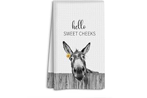 Funny Donkey Hand Towels Donkey Waffle Decorative Kitchen Towels, Farmhouse Hand Tea Towel for Bathroom