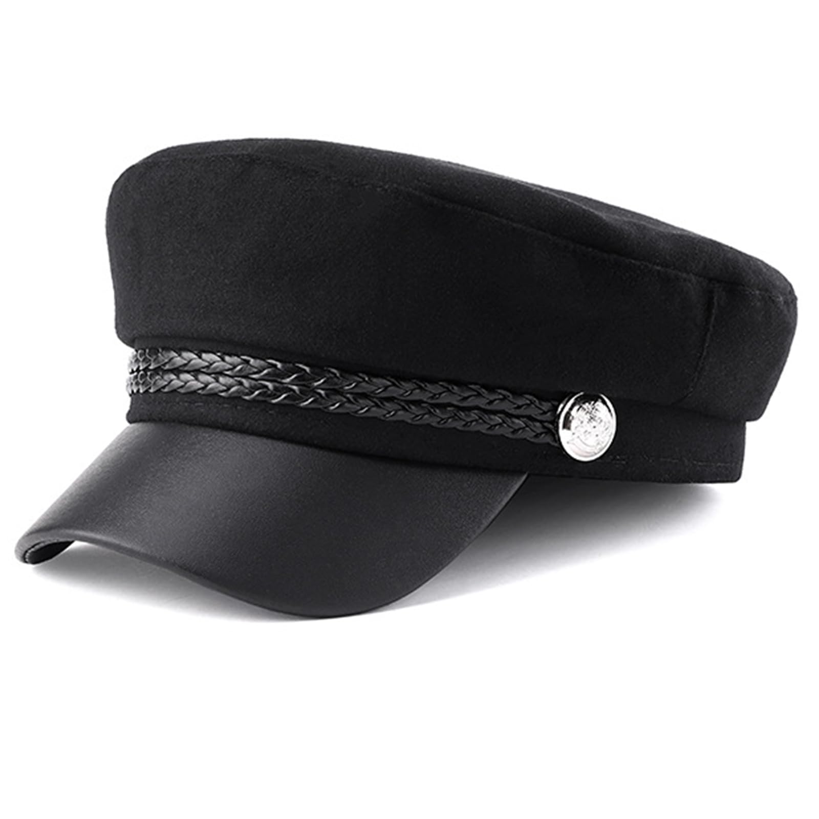 Photo 1 of CiviLight Newsboy Caps Fiddler Caps Cabbie Hat Sailor Fisherman Cap Baker Halloween Page Boy Costume Peaked Beret Cap (Sliver Button)