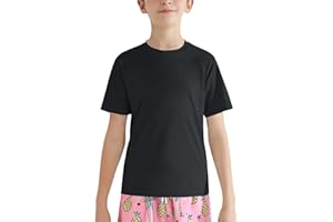 Teen Boys Girls Quick-Dry T-Shirt UPF 50+ Short Sleeve Top Athletic Sports T-Shirt Solid Color Top Running Active Tee