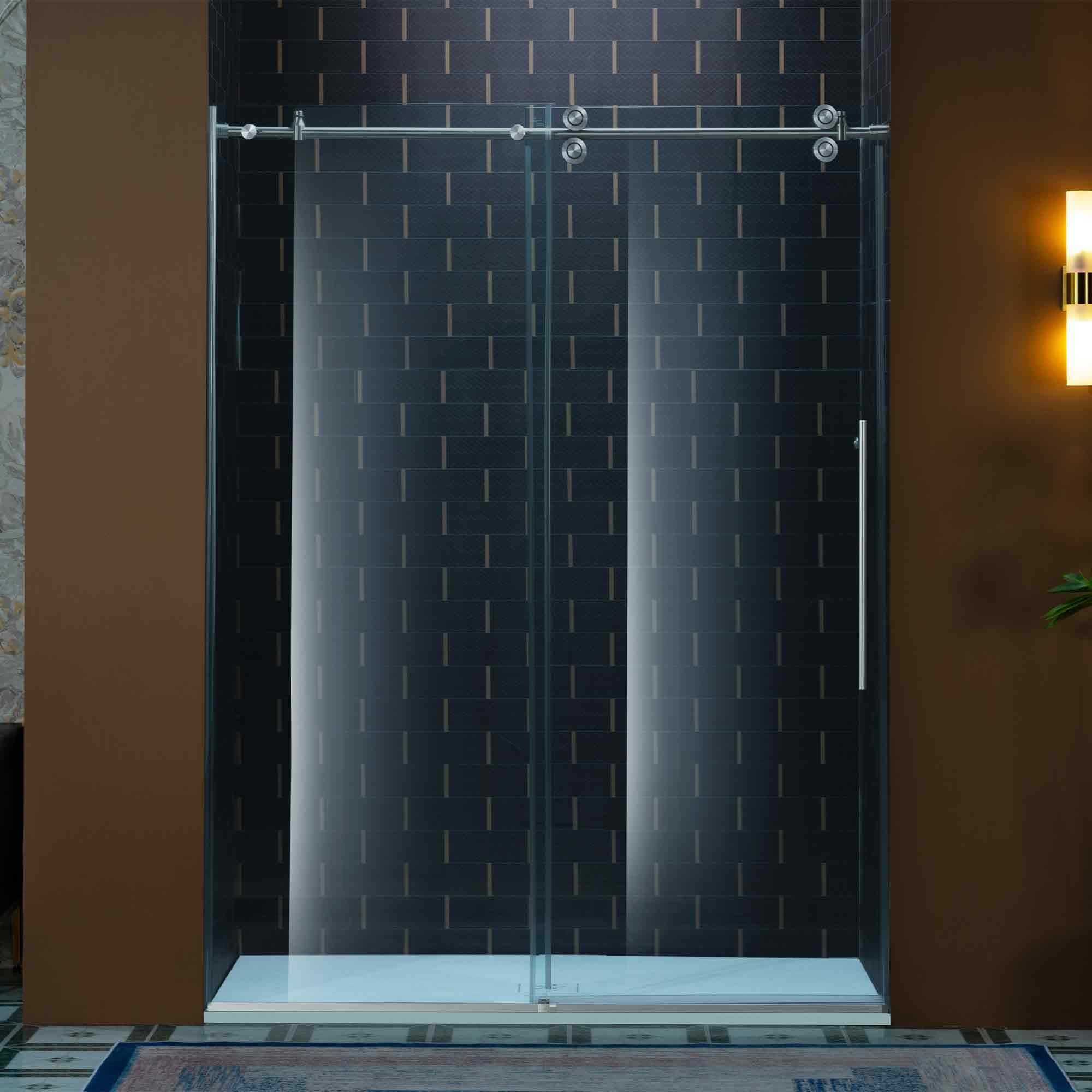 Photo 1 of (TRUCK/TRAILER PICK UP ONLY)
Woodbridge 56-60" W x 80" H Frameless Single Sliding Shower Door with Double Rollers,3/8(10mm) Tempered Glass with Explosion Proof Film in Chrome Finish