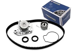 WQ W&Q AUTO PARTS Timing Belt Kit Water Pump w/Gaskets Tensioner Fits 1996-2000 For Honda Civic 1.6L SOHC D16Y5 D16Y7 D16Y8 16 Valve