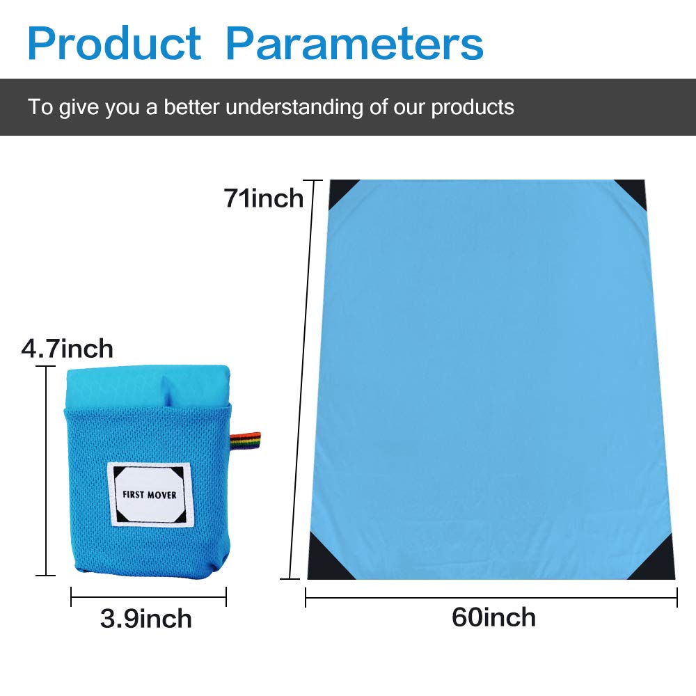 Small Blanket with 2 Cooling Towel Compact Beach Pocket Blanket Waterproof Ground Cover Waterproof Compact Sand Proof Picnic Mat for Travel Hiking Camping Festival Sports - Durable Tarp