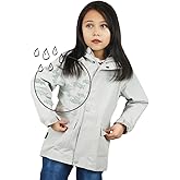 Wooksmi Kids Rain Jacket Boys Girls Lightweight Windbreaker With Hood Cotton Lined Waterproof Coat