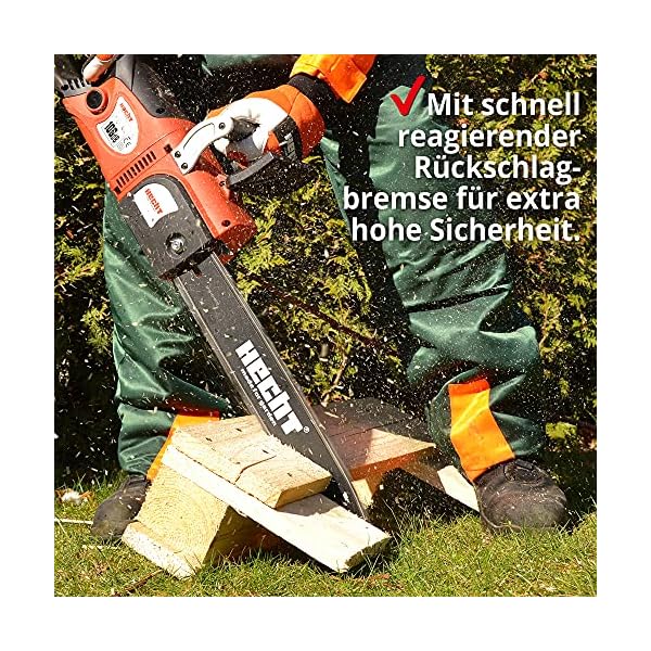 HECHT Elektro Kettensäge mit 2400 Watt Power – 45,8 cm Schwert – Soft-Start-System – Rückschlagbremse – Kette… – Bild 6