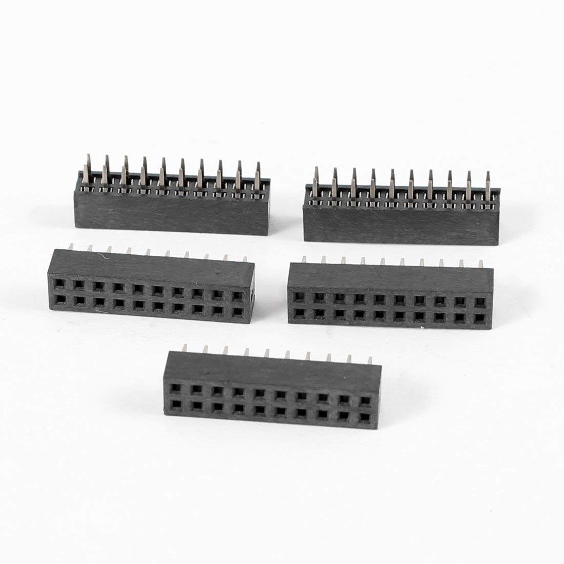 Sourcingmap 5pcs Straight Double Row 2mm Pitch 2 x 10 Pins Connector Female Header