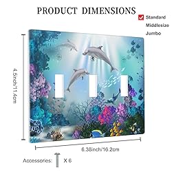 Pznen Triple Toggle Wall Plate, Sea Ocean Animal