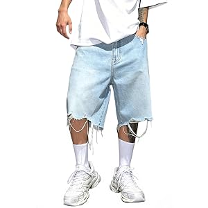 SolegaLume Baggy Jean Shorts Men Loose Fit Y2K Mid Waist Jorts Straight Leg Streetwear Summer Denim Shorts