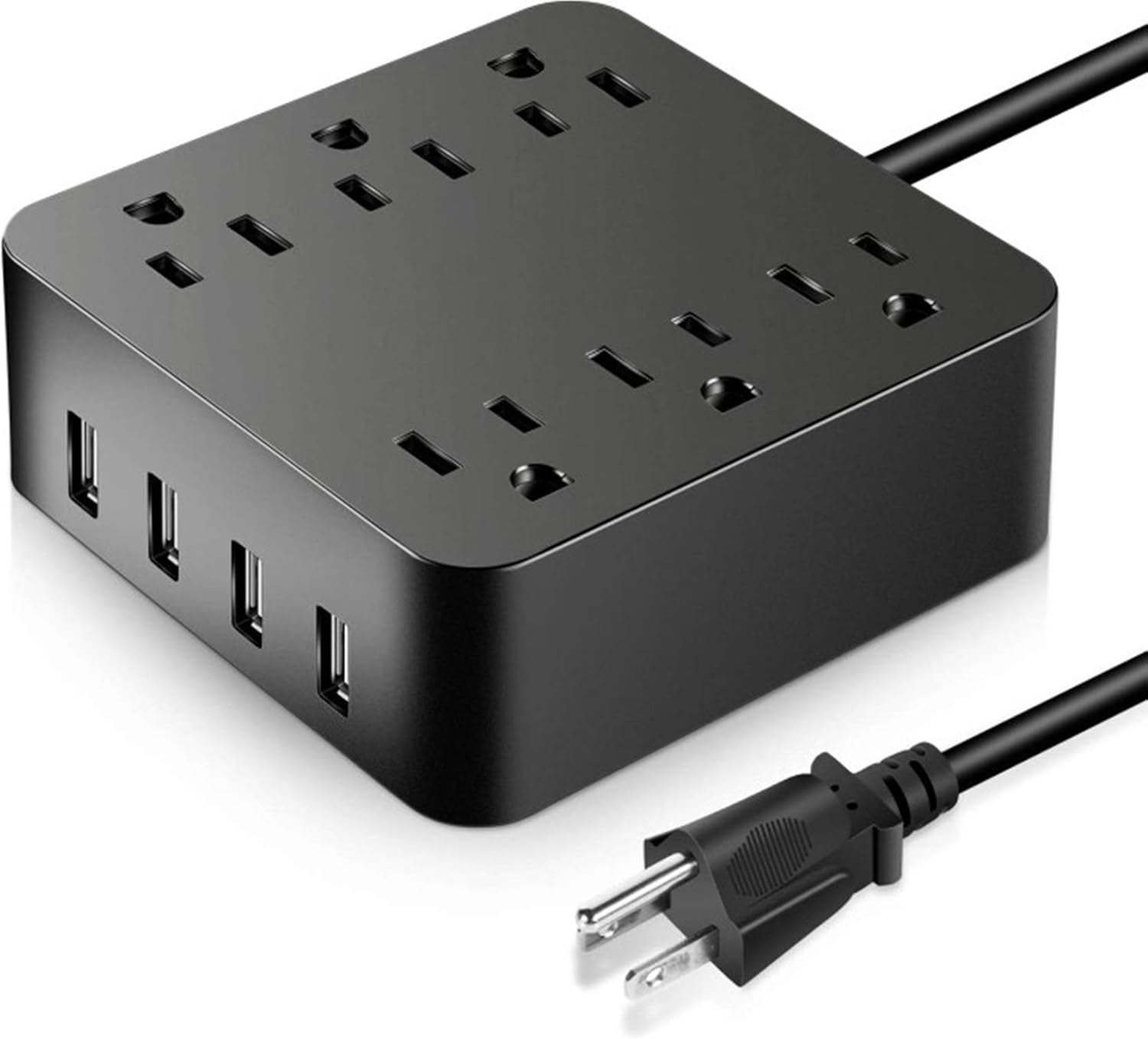 Power Strip - 6 Outlet Surge Protector with 4 USB Ports Fast Charging, 10A 5ft Long Extension Cord, Adjustable Voltage 100-250V for iPhone iPad Home Office Travel Cruise Ship Laptop Computer UL Listed