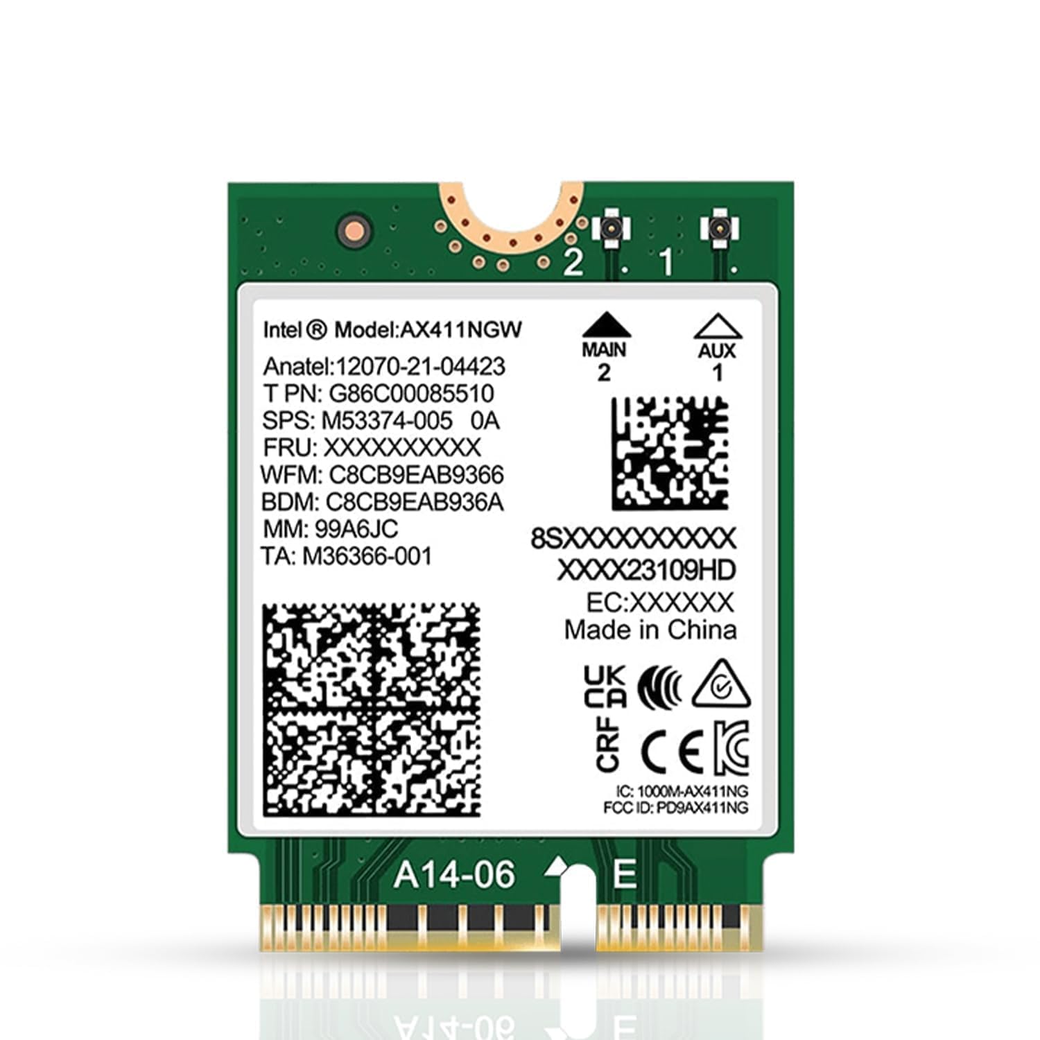 Intel AX411 Double Connect WiFi 6E (Gig+) CNVio2 Tri Band 2.4/5/6GHz Wireless Adapter AX411NGW 802.11ax 2.4Gbps Bluetooth 5.3 No vPro