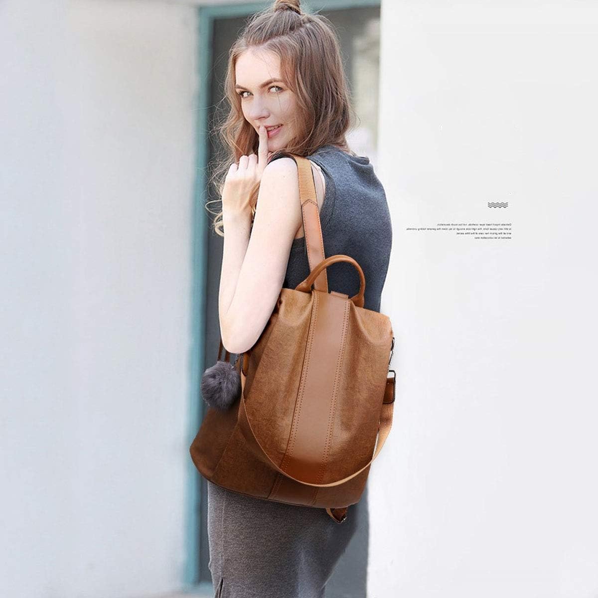 NICOLE & DORIS New Woman Shoulder Bag Personality Retro Soft Leather Backpack Casual Female Bag Orange - Image 3