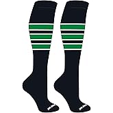Mk Socks Competitor Knee High Baseball, Football Socks - Black White Kelly Green
