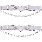 YunPeng Women's Adjustable Leather Leg Garter Belt,Gothic Heart with Chains Leg Thigh Elastic Garter 2PCs